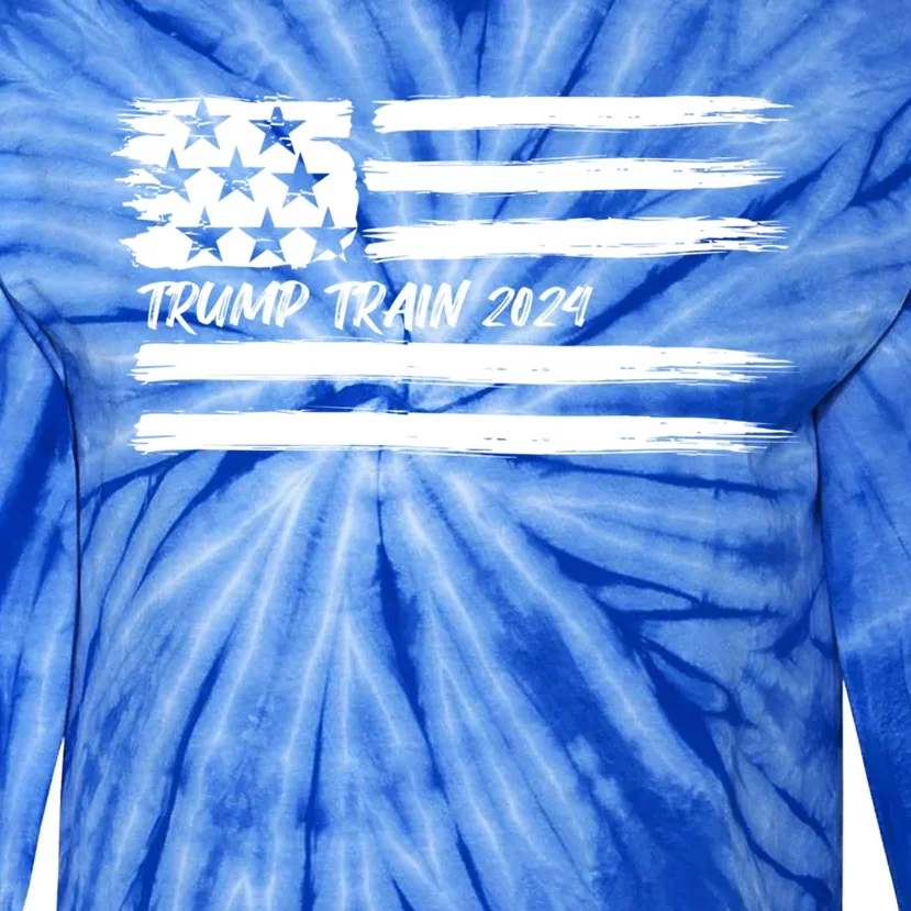 Trump Train 2024 President Election Campaign Usa Flag Pride Funny Gift Tie-Dye Long Sleeve Shirt