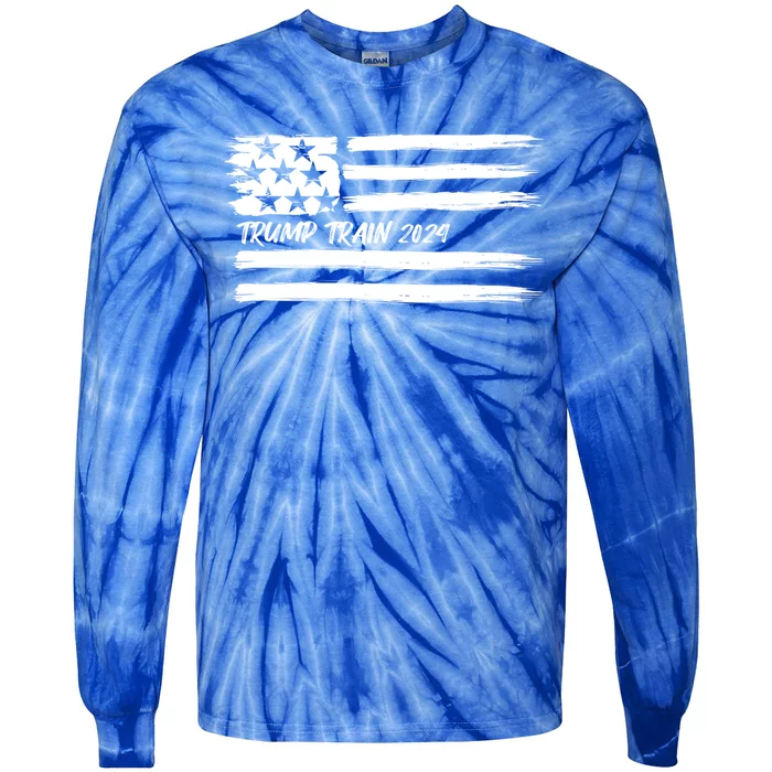 Trump Train 2024 President Election Campaign Usa Flag Pride Funny Gift Tie-Dye Long Sleeve Shirt