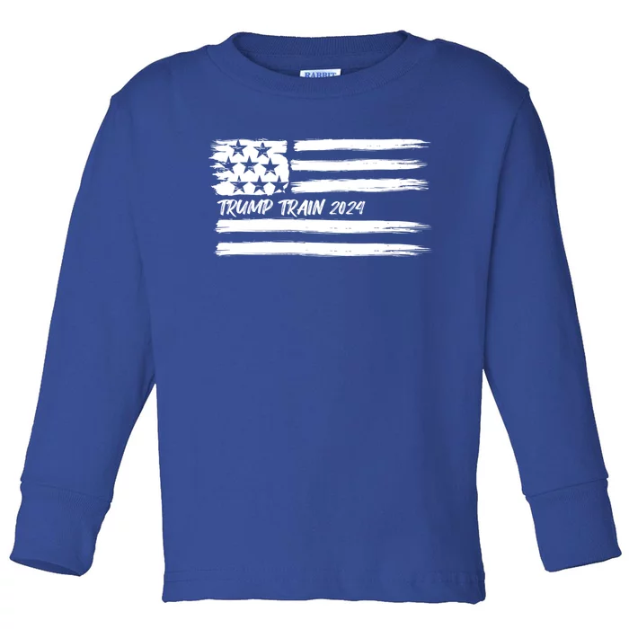 Trump Train 2024 President Election Campaign Usa Flag Pride Funny Gift Toddler Long Sleeve Shirt