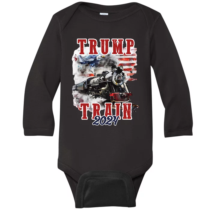 Trump Train 2024 Baby Long Sleeve Bodysuit