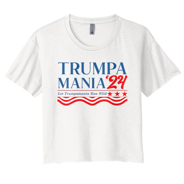 Trumpamania Trump 2024 Let “Trumpamania” Runs Wild Women's Crop Top Tee