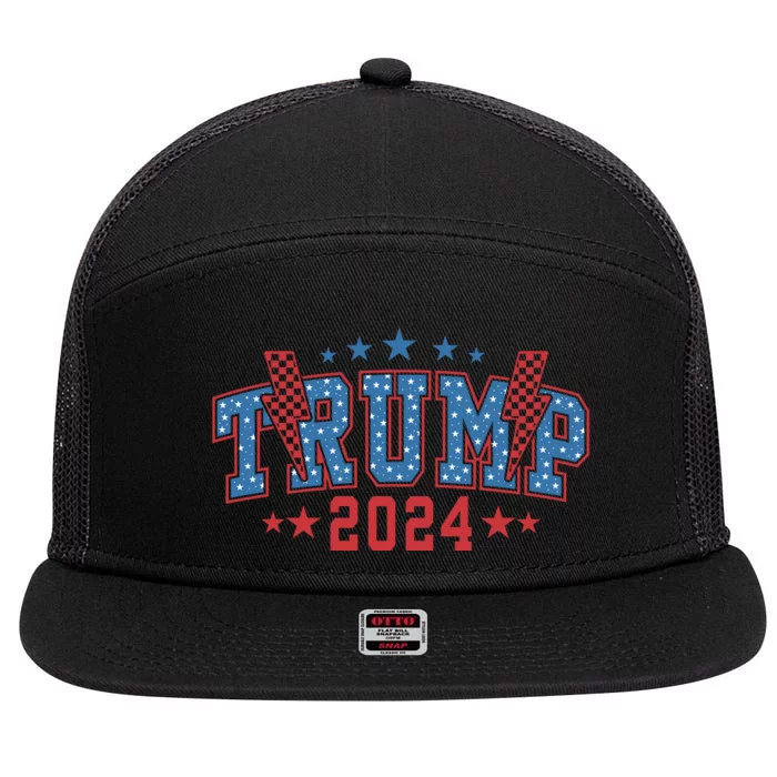 Thunder Trump 2024 Graphic 7 Panel Mesh Trucker Snapback Hat