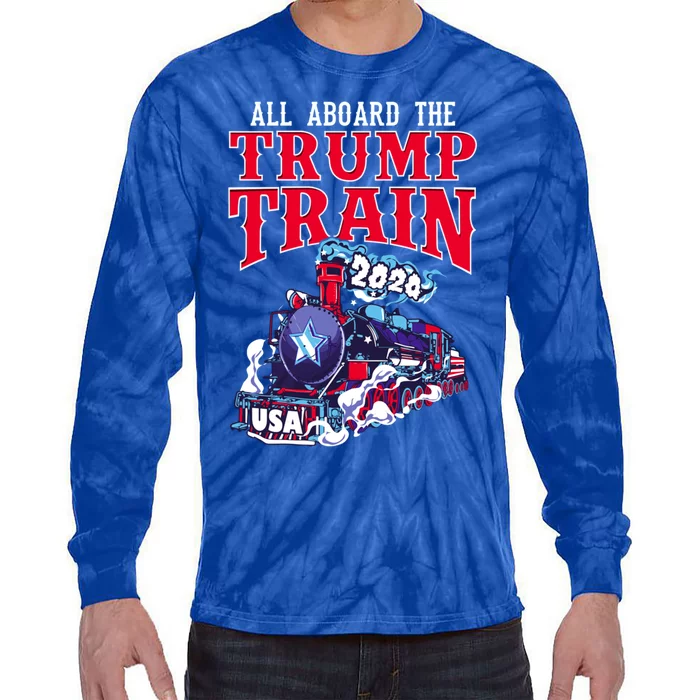 Trump Train 2020 Cute Gift Usa Reelect President Trump Gift Tie-Dye Long Sleeve Shirt