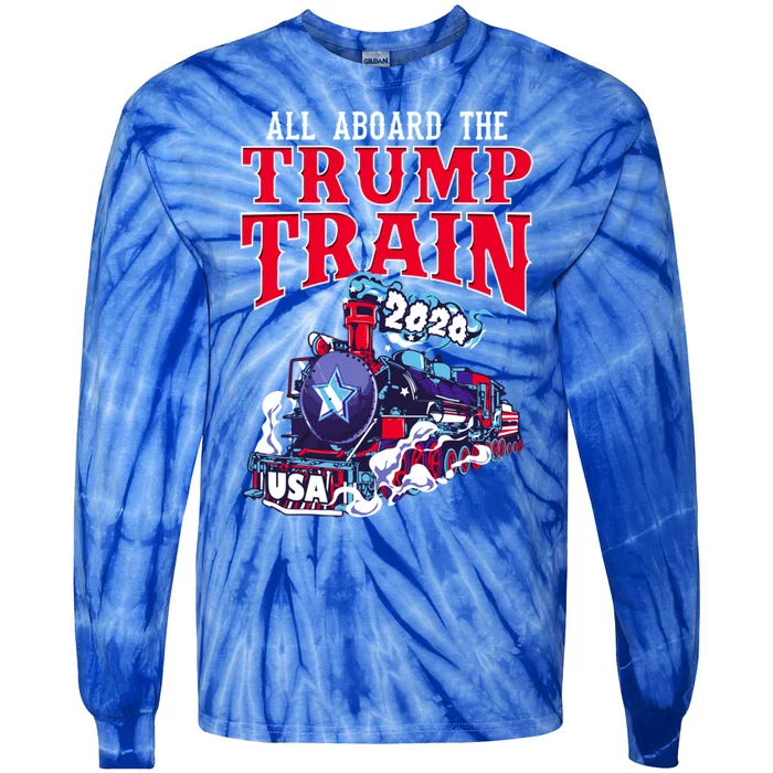 Trump Train 2020 Cute Gift Usa Reelect President Trump Gift Tie-Dye Long Sleeve Shirt