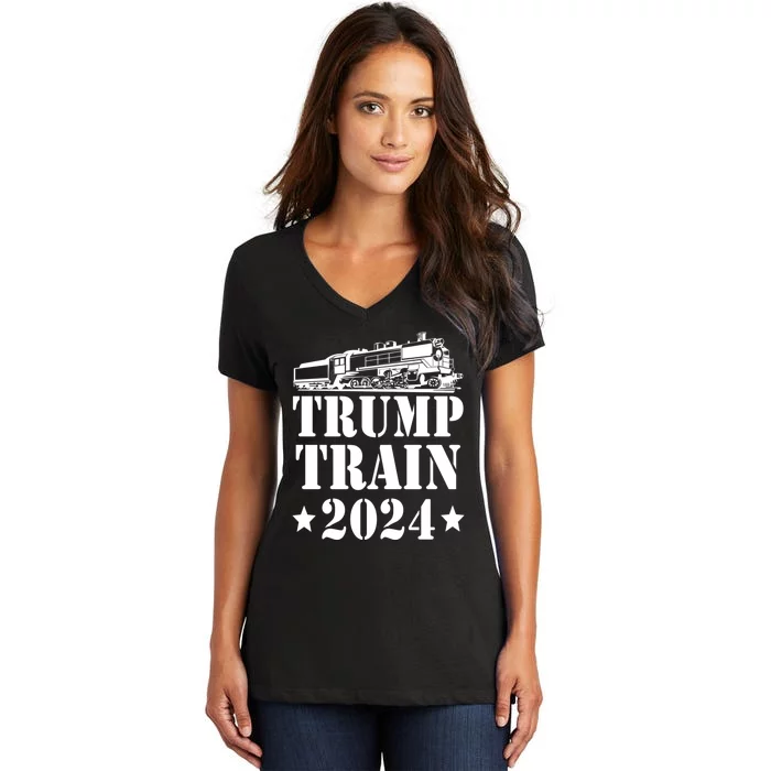 Trump Train 2024 Pro Trump Presidential Election Women's V-Neck T-Shirt