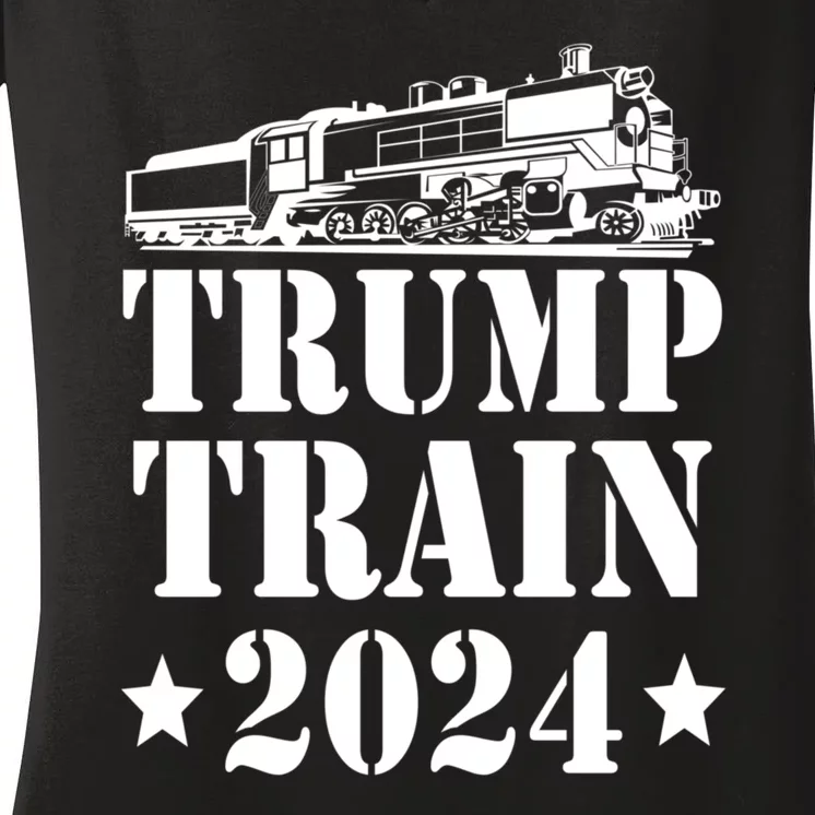 Trump Train 2024 Pro Trump Presidential Election Women's V-Neck T-Shirt