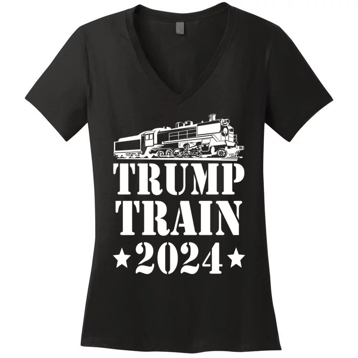 Trump Train 2024 Pro Trump Presidential Election Women's V-Neck T-Shirt