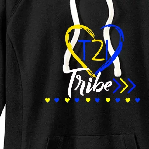 T21 Tribe 21 World Down Syndrome Awareness Day Heart Gift Women's Fleece Hoodie