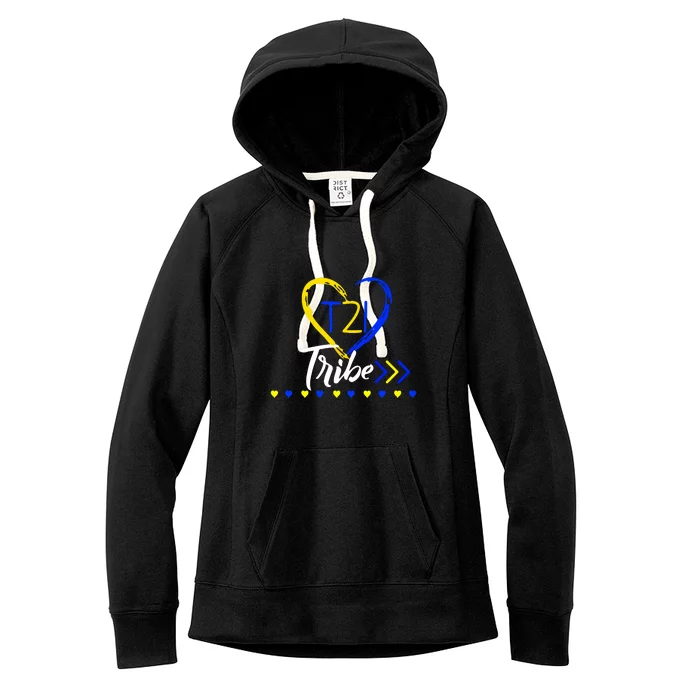 T21 Tribe 21 World Down Syndrome Awareness Day Heart Gift Women's Fleece Hoodie