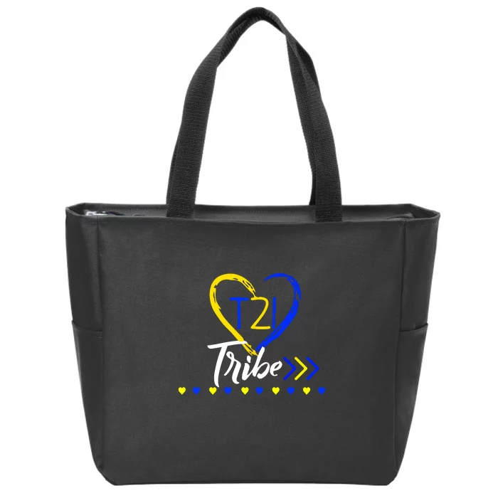 T21 Tribe 21 World Down Syndrome Awareness Day Heart Gift Zip Tote Bag