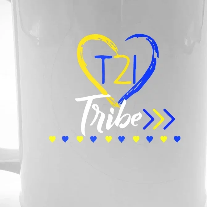 T21 Tribe 21 World Down Syndrome Awareness Day Heart Gift Front & Back Beer Stein