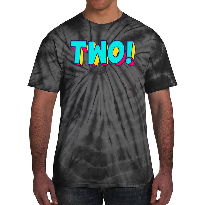 Two Text 2 Year Old Gift 2nd Birthday Second Boy Tie-Dye T-Shirt