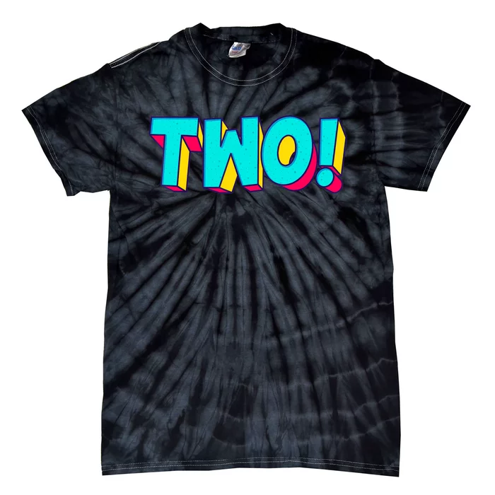 Two Text 2 Year Old Gift 2nd Birthday Second Boy Tie-Dye T-Shirt