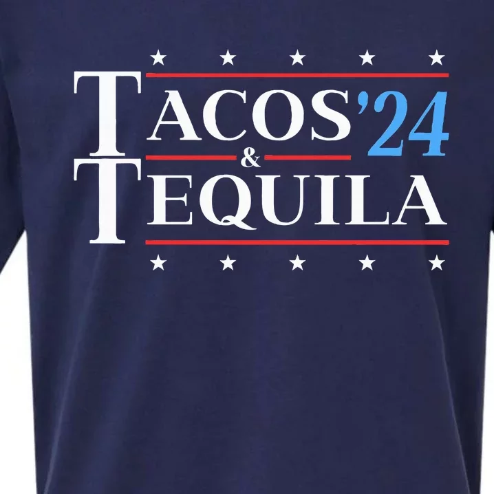 Tacos & Tequila 24 Funny Presidential Election 2024 Parody Sueded Cloud Jersey T-Shirt