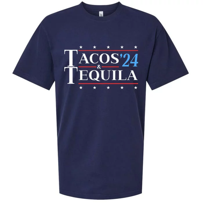 Tacos & Tequila 24 Funny Presidential Election 2024 Parody Sueded Cloud Jersey T-Shirt