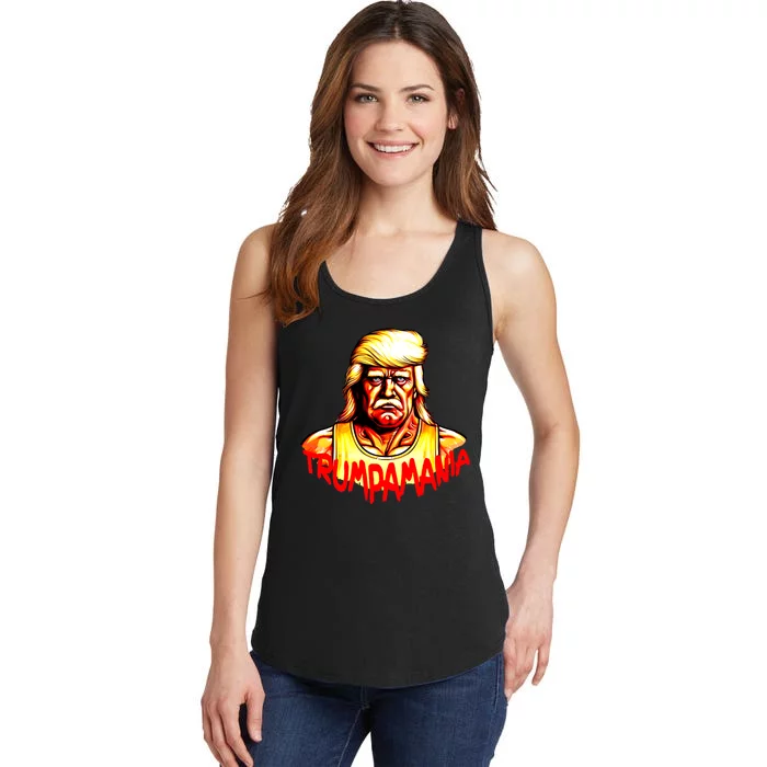 Trumpamania Trump 2024 Trump Wrestling Meme Fake News Ladies Essential Tank