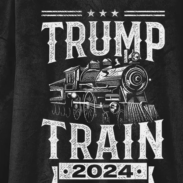 Trump Train 2024 Patriotic Election Design Hooded Wearable Blanket