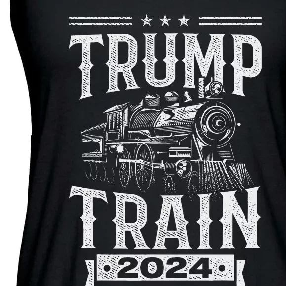 Trump Train 2024 Patriotic Election Design Ladies Essential Flowy Tank