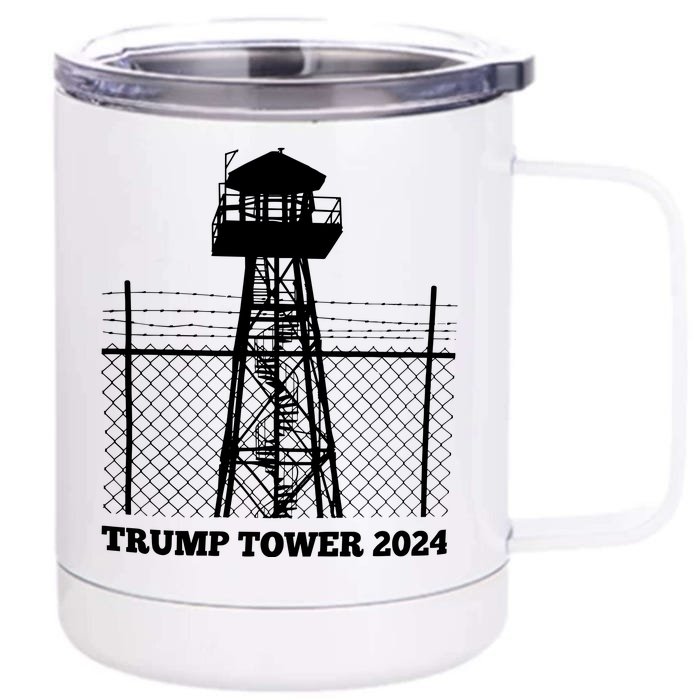 Trump Tower 2024 Trump For Prison Front & Back 12oz Stainless Steel Tumbler Cup