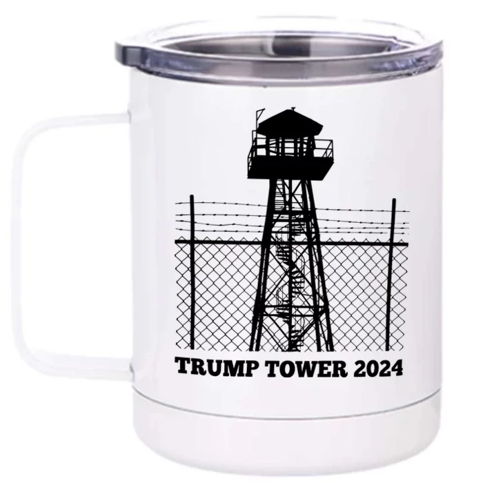 Trump Tower 2024 Trump For Prison Front & Back 12oz Stainless Steel Tumbler Cup