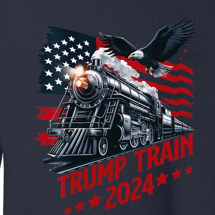 Trump Train 2024 Patriotic Eagle American Flag Toddler Sweatshirt