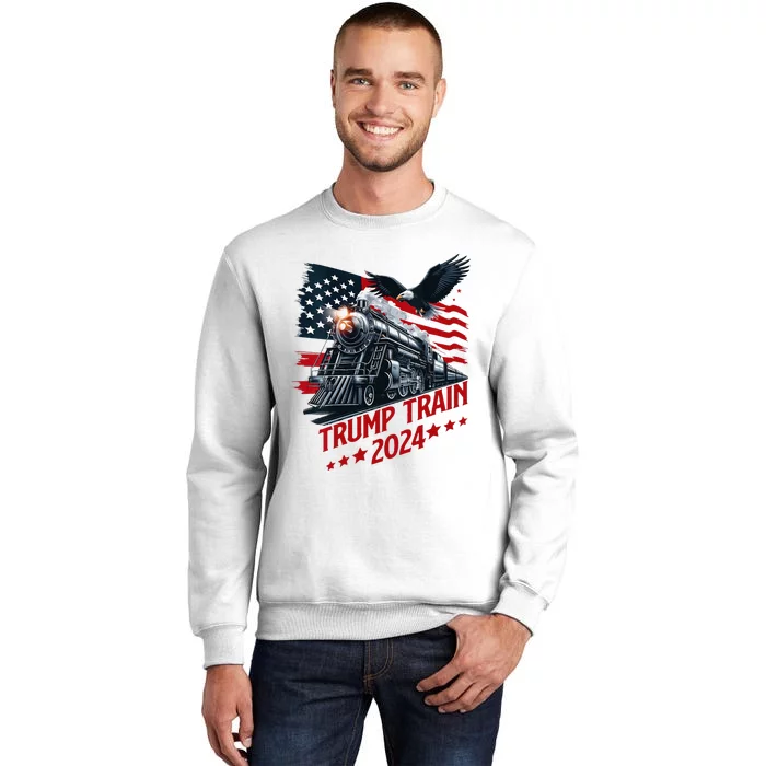 Trump Train 2024 Patriotic Eagle American Flag Sweatshirt