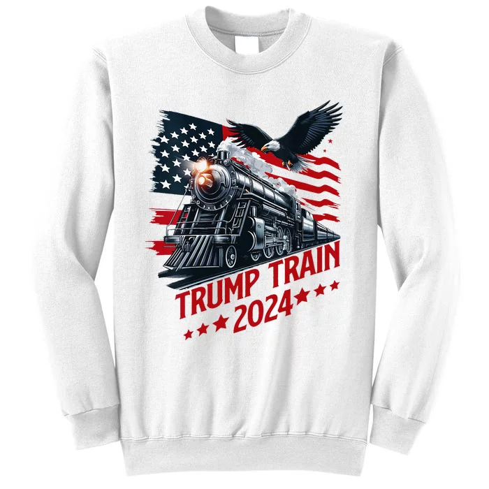 Trump Train 2024 Patriotic Eagle American Flag Sweatshirt