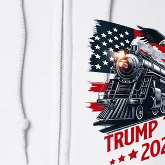 Trump Train 2024 Patriotic Eagle American Flag Full Zip Hoodie