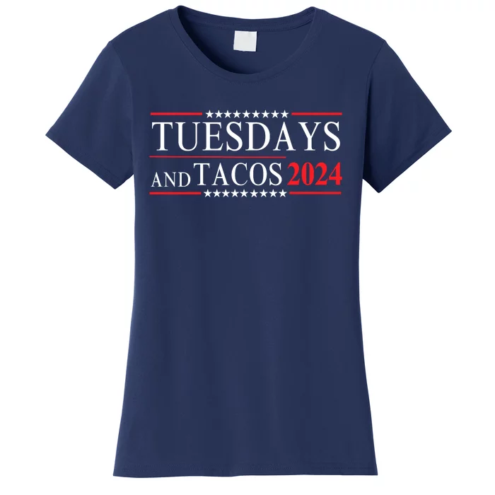 Tuesdays & Tacos 2024 Funny Foodie Trendy Mexican Fiesta Foodie Humor Taco Lover Women's T-Shirt