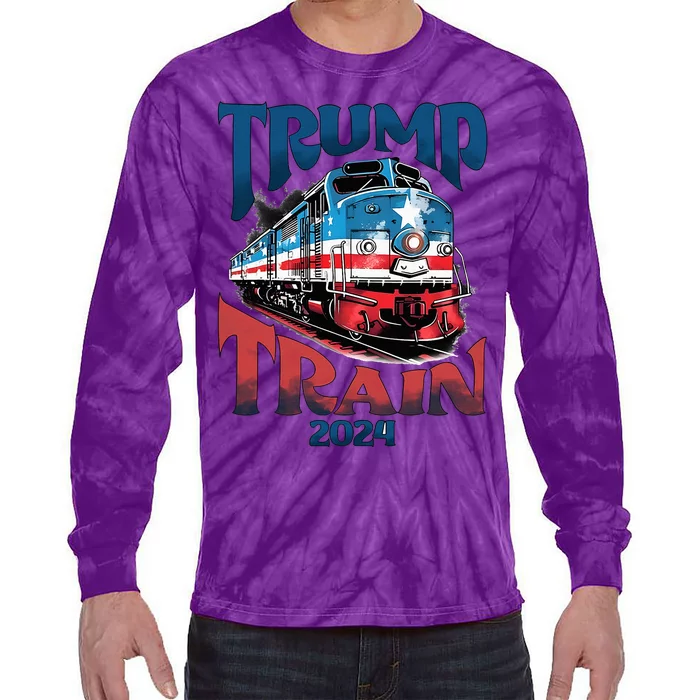 Trump Train 2024 Tie-Dye Long Sleeve Shirt