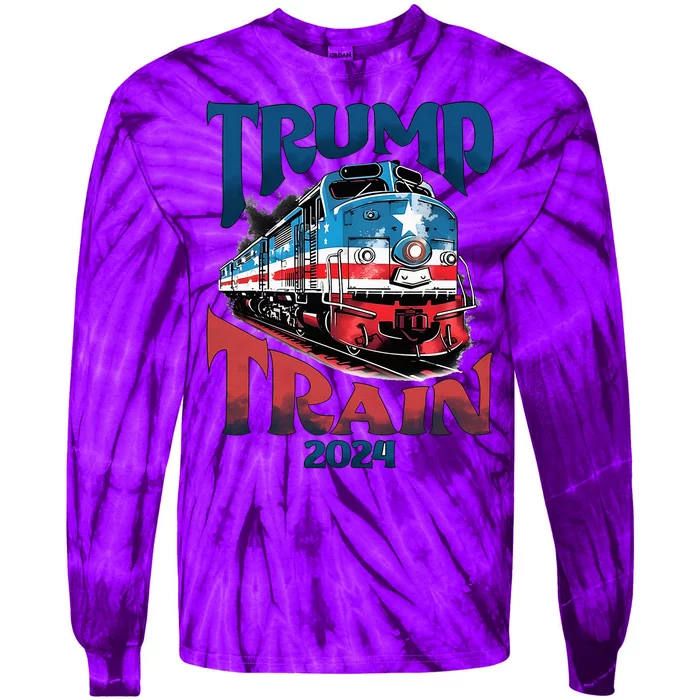 Trump Train 2024 Tie-Dye Long Sleeve Shirt