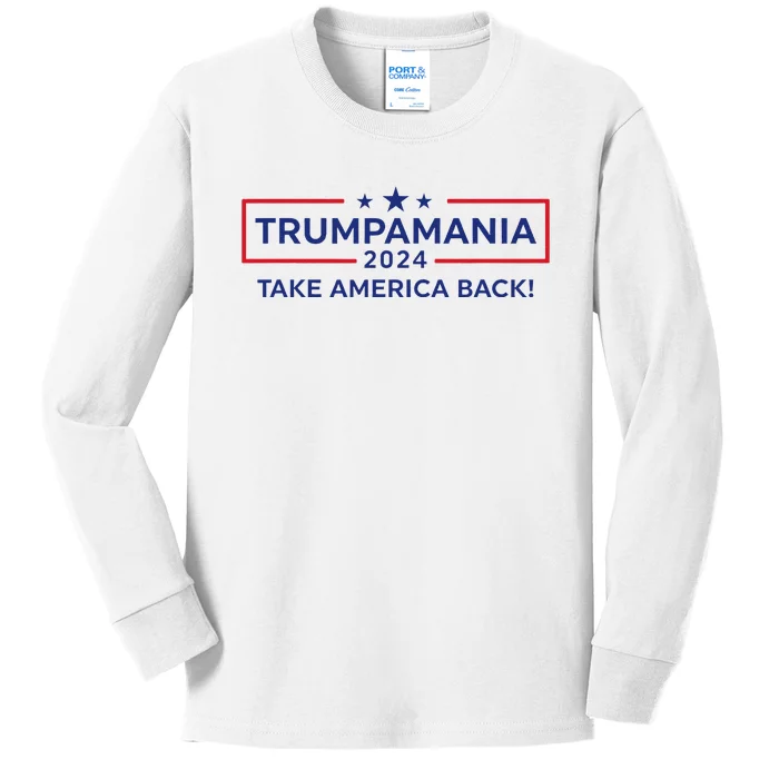 Trumpamania Trump 2024 Election Republican President Kids Long Sleeve Shirt