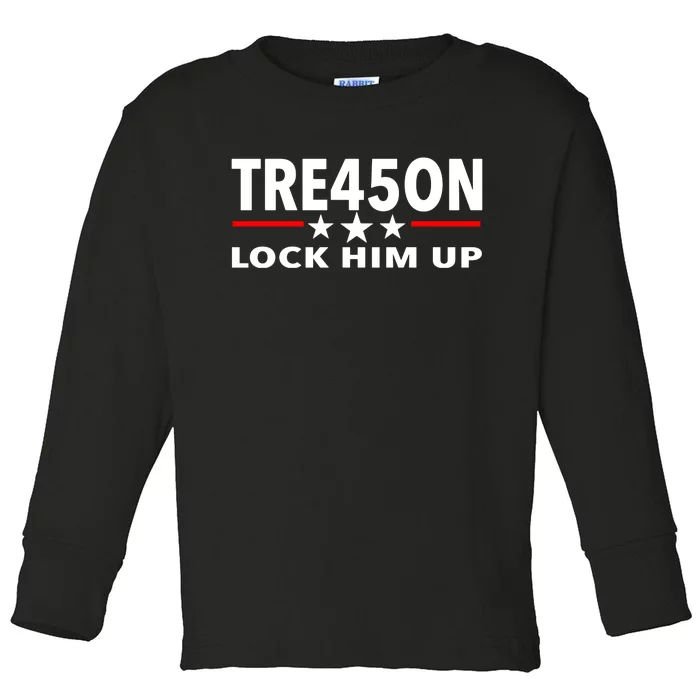 Tre45on Treason 45 Lock Him Up Toddler Long Sleeve Shirt