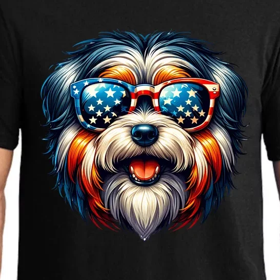 Tibetan Terrier 4th Of July Funny Patriotic Dog Lover Flag Pajama Set