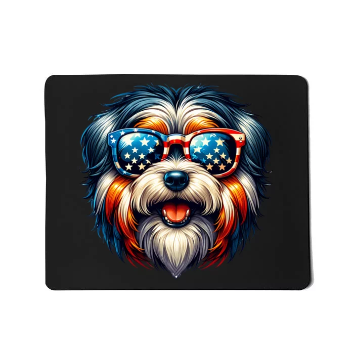 Tibetan Terrier 4th Of July Funny Patriotic Dog Lover Flag Mousepad