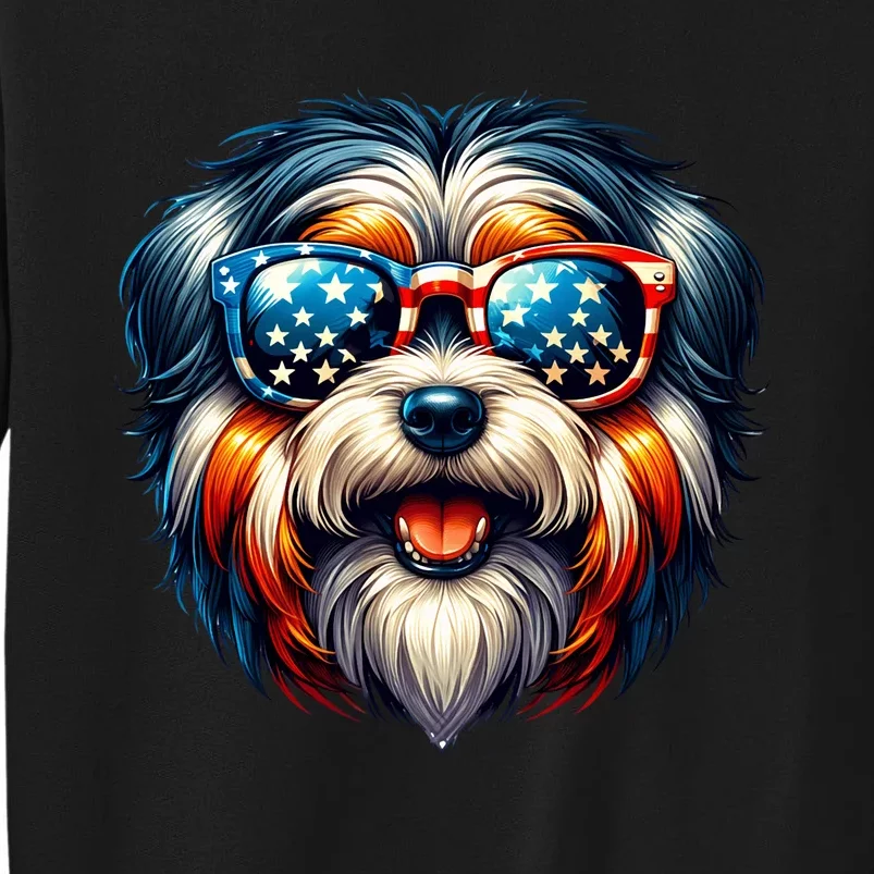 Tibetan Terrier 4th Of July Funny Patriotic Dog Lover Flag Tall Sweatshirt