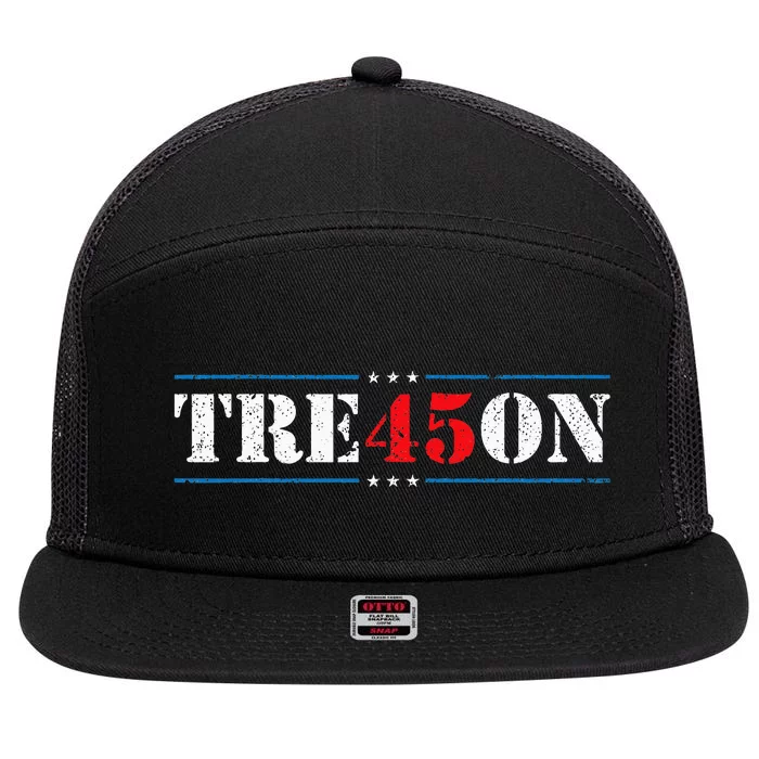 Tre45on Treason 45 2020 Election Anti Trump Democrat Gift 7 Panel Mesh Trucker Snapback Hat