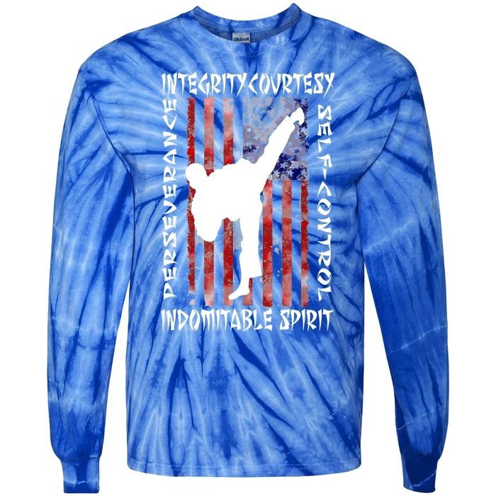 Taekwondo Tkd 5 Tenets Taekwondo Funny Martial Arts Kick White Gift Tie-Dye Long Sleeve Shirt