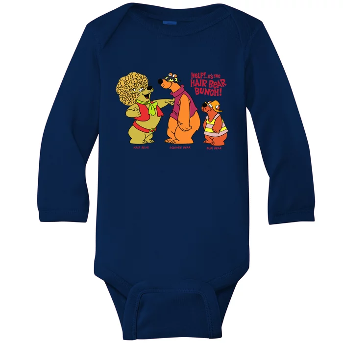 Tribute To 70s &Quot;Help! ... It&X27;S The Hair Bear Bunch!&Quot; Cartoon Serie Baby Long Sleeve Bodysuit