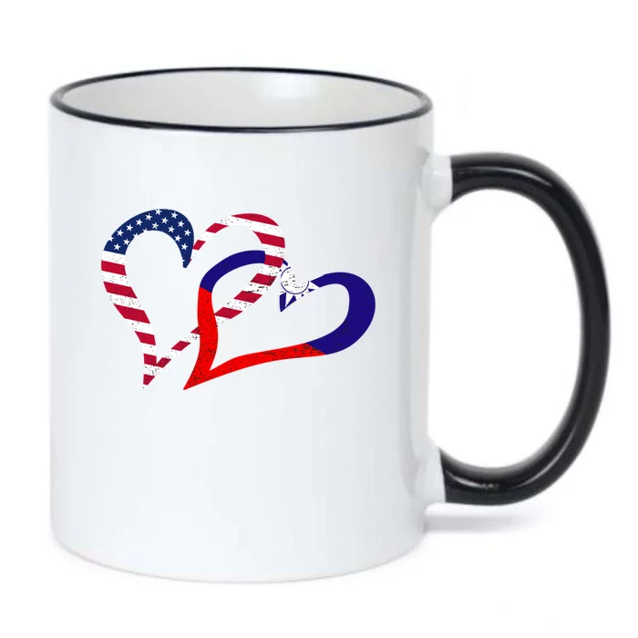 Taiwan Taiwanese Americans Usa Flag Colors Heart Love Gift Black Color Changing Mug