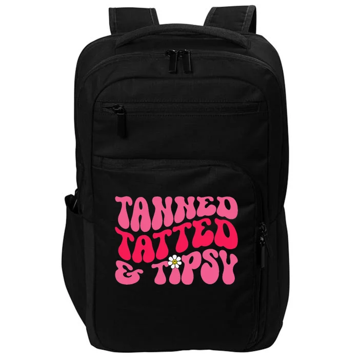 Tanned Tatted and Tipsy Groovy Retro Floral Vibes Summer Impact Tech Backpack