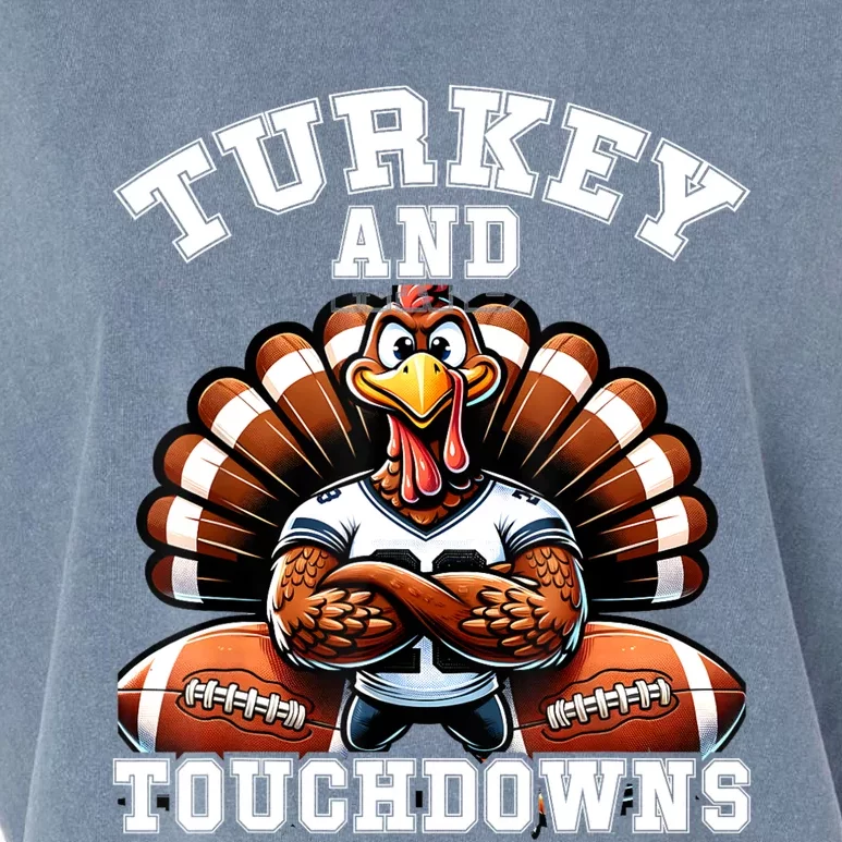 Thanksgiving Turkey And Touchdowns Football Garment-Dyed Women's Muscle Tee