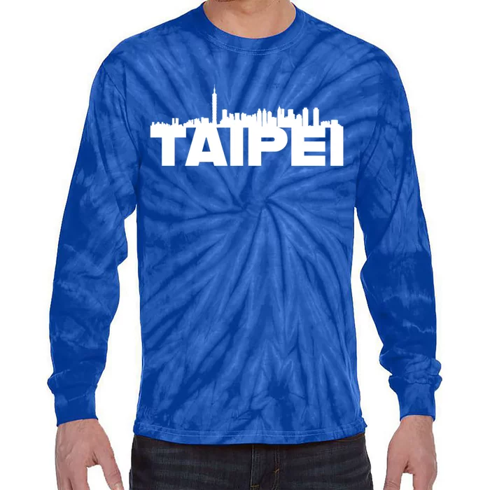 Taipei Taiwan Asia City Skyline Silhouette Outline Sketch Cute Gift Tie-Dye Long Sleeve Shirt