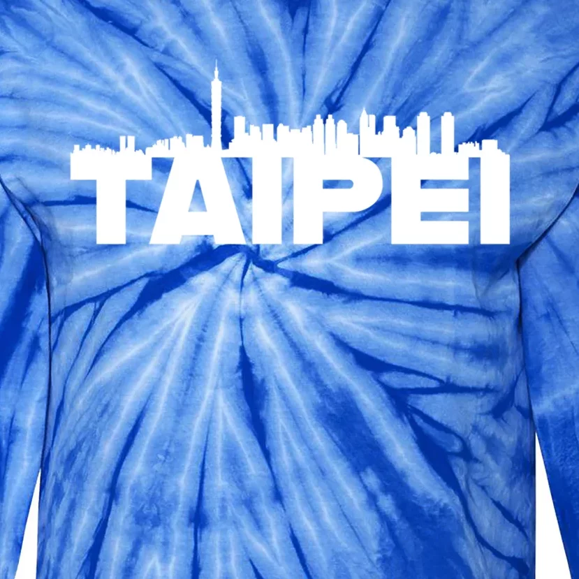 Taipei Taiwan Asia City Skyline Silhouette Outline Sketch Cute Gift Tie-Dye Long Sleeve Shirt