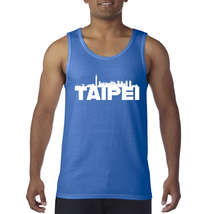 Taipei Taiwan Asia City Skyline Silhouette Outline Sketch Cute Gift Tank Top