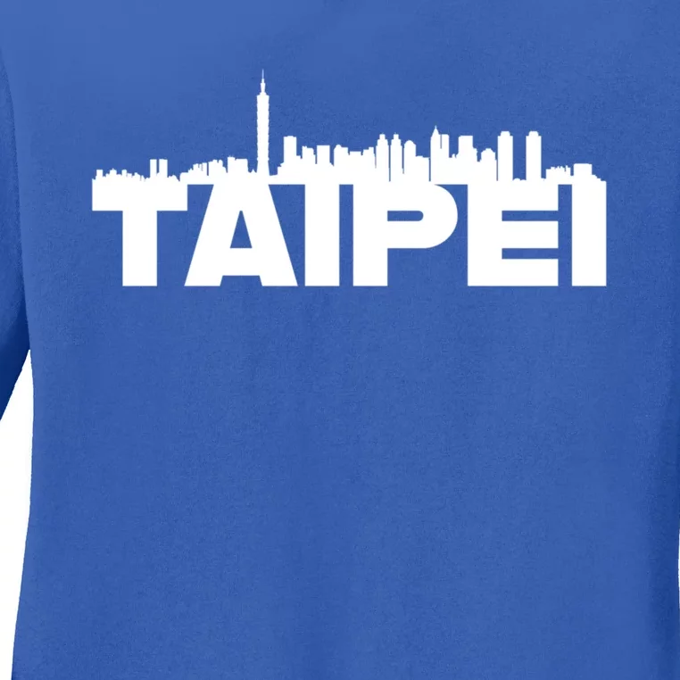 Taipei Taiwan Asia City Skyline Silhouette Outline Sketch Cute Gift Ladies Long Sleeve Shirt