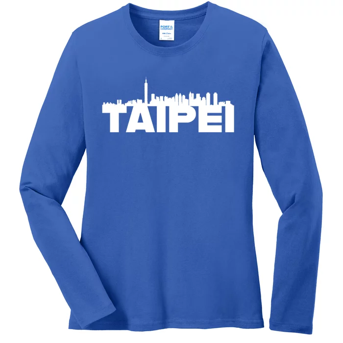 Taipei Taiwan Asia City Skyline Silhouette Outline Sketch Cute Gift Ladies Long Sleeve Shirt