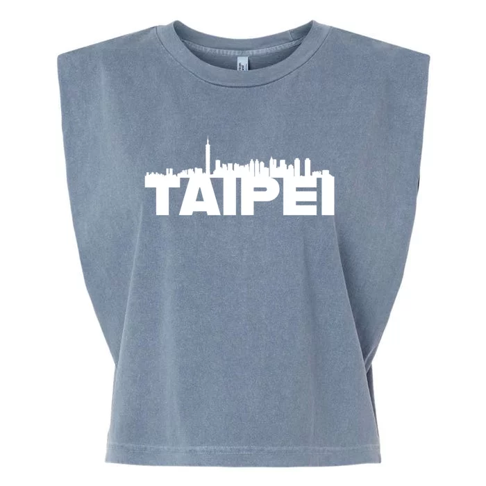 Taipei Taiwan Asia City Skyline Silhouette Outline Sketch Cute Gift Garment-Dyed Women's Muscle Tee