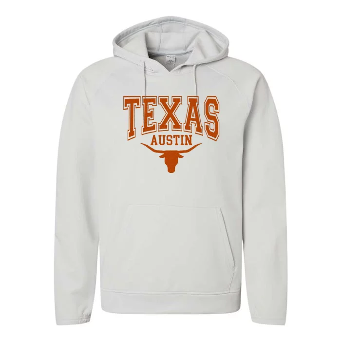 Texas TX American Bull United States Font Performance Fleece Hoodie