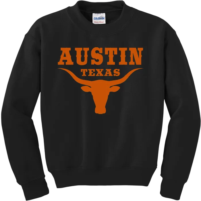 Texas Tx American Bull United States Font Kids Sweatshirt